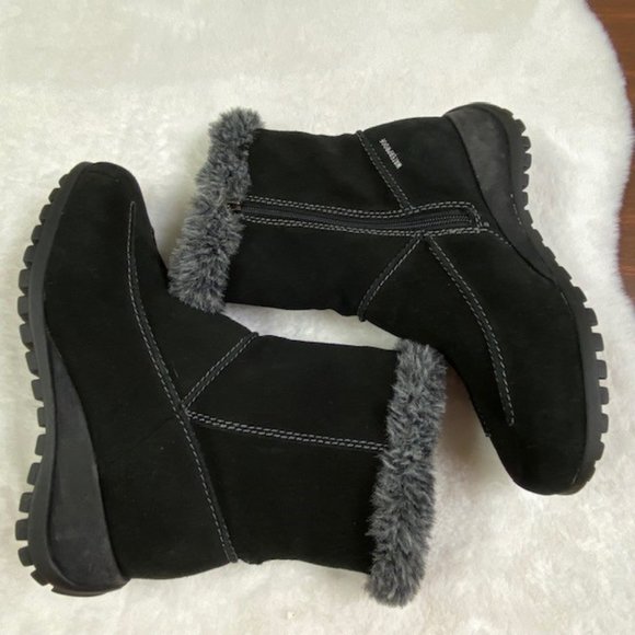 Studio Brilliant Women's Black Suede‎ Faux Fur Trim Evonna WaterProof Boots 7.5 - Picture 10 of 14